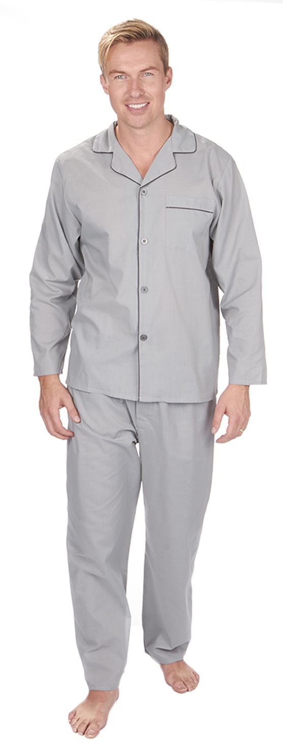 Mens Traditional Pyjamas 2 Piece Classic Set Hospital Top + Bottoms